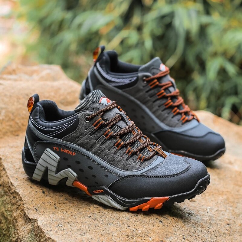 Bottes de randonnée imperméables en cuir véritable pour hommes, chaussures de trekking pour amoureux de l'extérieur, chaussures de montagne, chaussures de calcul de terre, chaussures de chasse