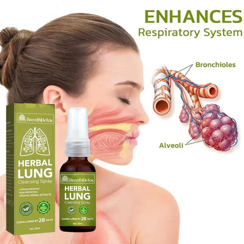 Herbal Pulmão Limpeza Spray, Apoio Pulmonar, Respiração Detox, Poderoso