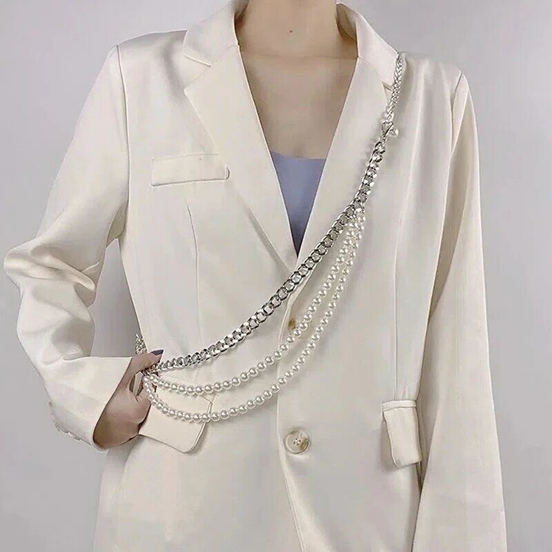Moda multistrato squisita cintura accessori per gioielli cintura Vintage imitazione perle Splicing cinture donna catena del corpo di alta qualità