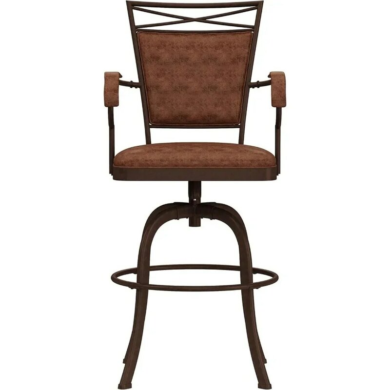 Bar stool swivel tilt bar stool with aged bronze finish