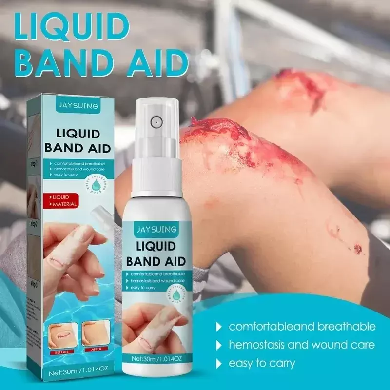 Spray de bandagem líquida impermeável adequado para todas as áreas da pele gel de cicatrização de feridas adesivo hemostático 30ml