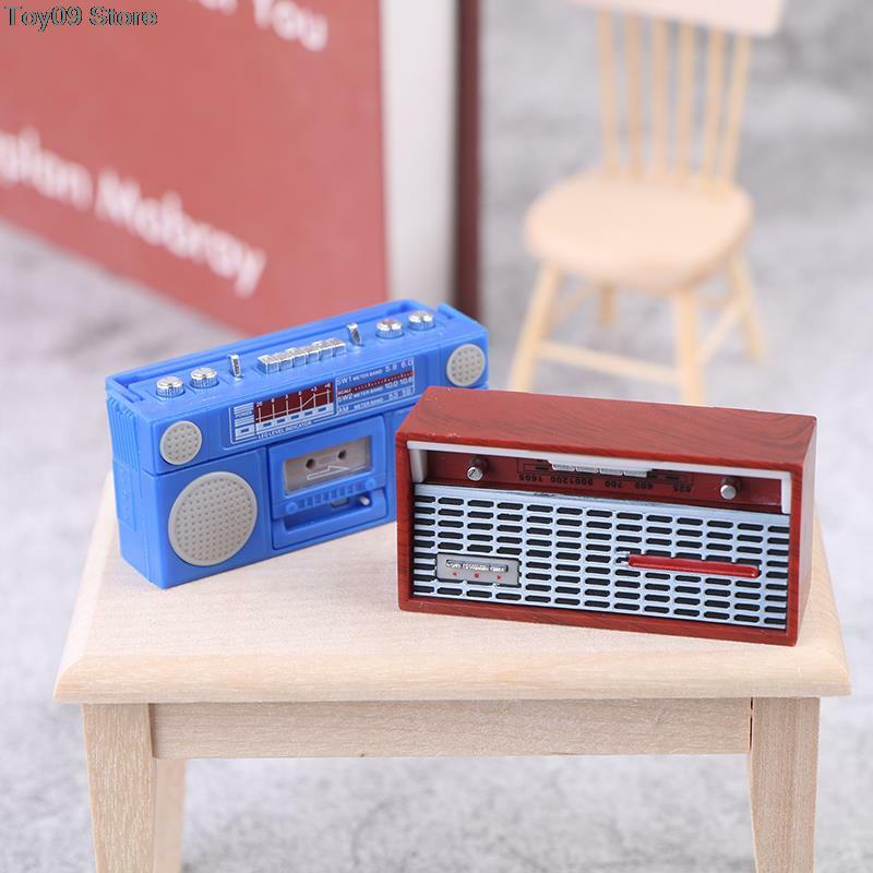 2022 dollhouse mini ornamentos mini nostálgico rádio gravador modelo de brinquedo para casa de bonecas sala estar mobiliário decoração acessório
