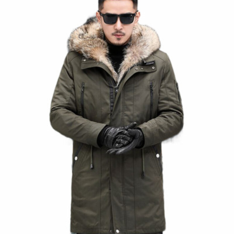 Fodera per capelli lupo giacca in pelle da uomo invernale pelliccia uno scaldino cappotto genuino fodera reale giacche da uomo cappotti
