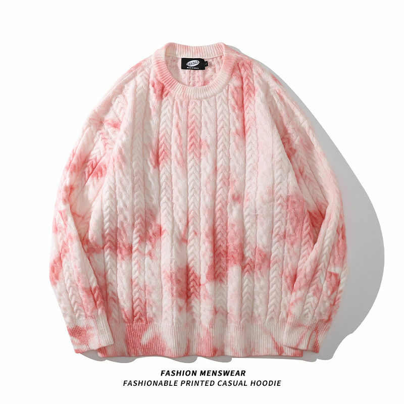 Tie Dye Gradient Fried Street maglione per uomo e donna Lazy Wind Top Pullover Harajuku Casual Advanced Oversize maglione lavorato a maglia