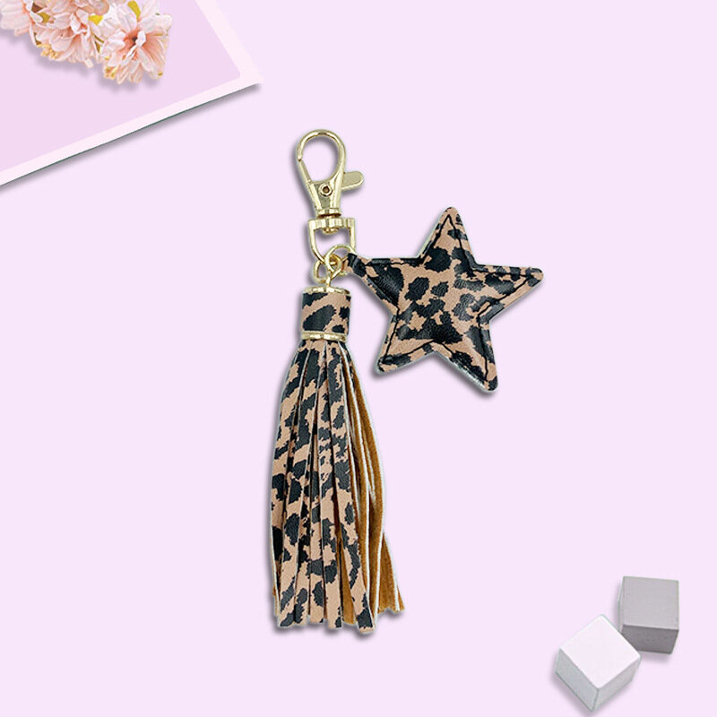 1Pc Creative New Pentacle Tassel Keychain Case Bag Accessories Lobster Clasp Key Ring Tassel Car Keychain Pendant For Women Girl