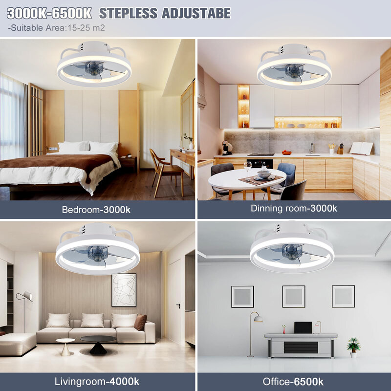 LEDライトとコントロール付きのモダンなインテリジェントシーリングファン,2 in 1,リビングルーム,レストラン,室内装飾用