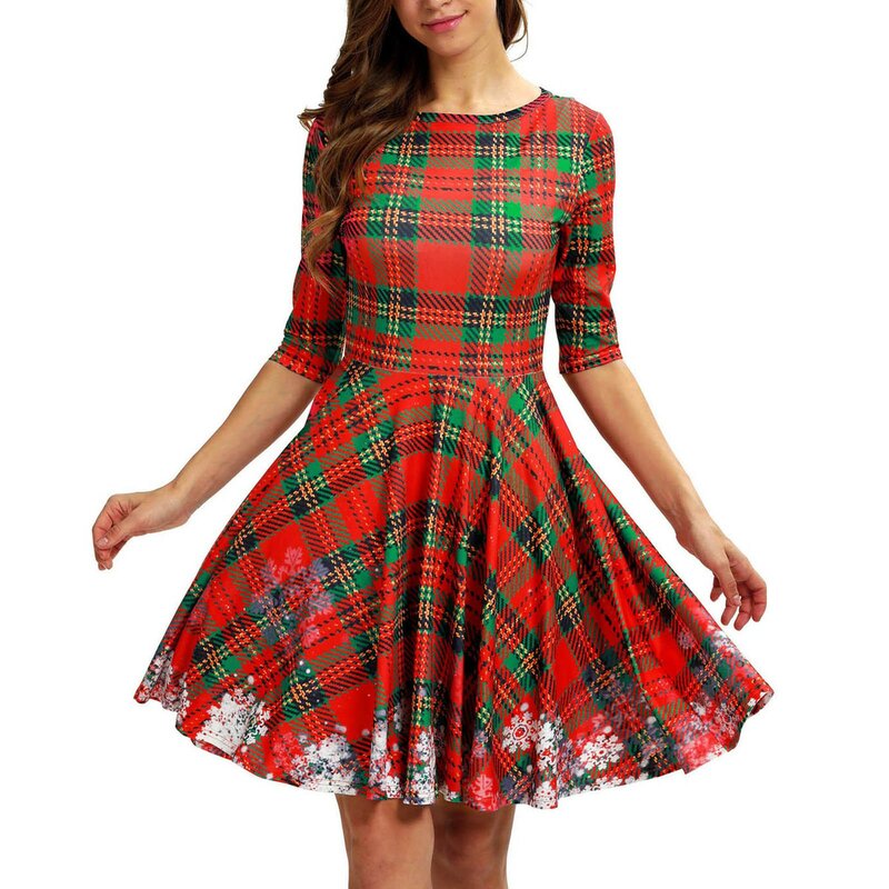Women's Christmas Printed Long Sleeve Dress Casual Dresses for Teens Ladies T Shirt Dresses