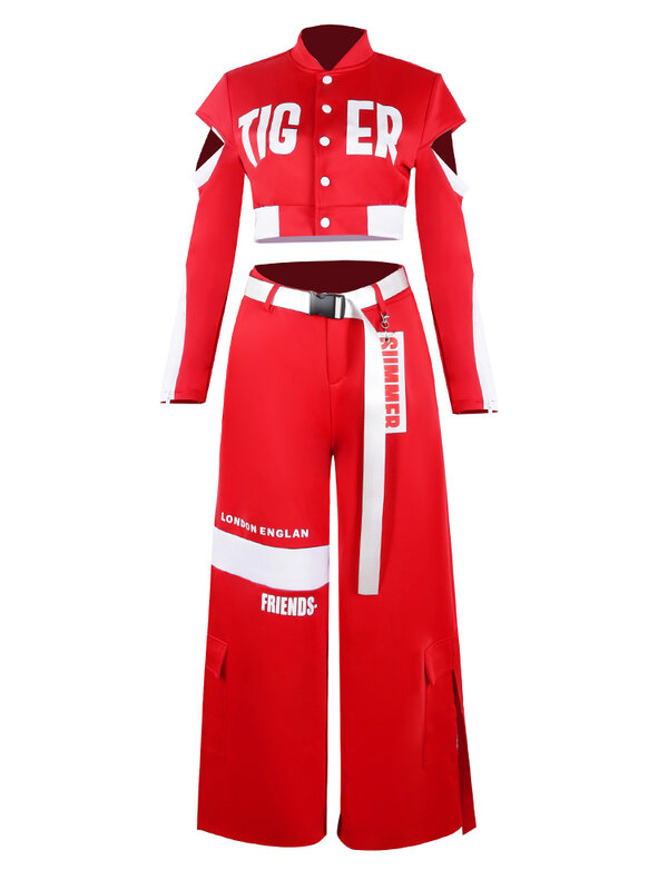Women's Team Performance Costume Red Dance Song-Promotion Dancing Clothes Jazz Female