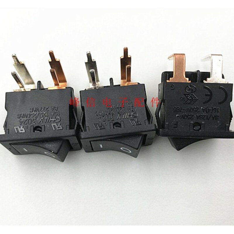 2Pcs 3024 Taiwan 90° Bent Foot 2-speed 4-foot Switch 15*21 Ship-type Switching Power Supply 16A High Current Rocker Switch