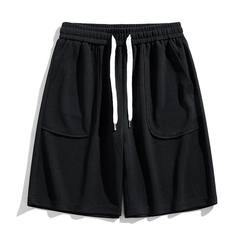 2024 letnie gofry męskie nowe jednolite spodnie casualowe wszechstronne luźne spodnie z rozcięciem sportowe ropa hombre шорты мужские