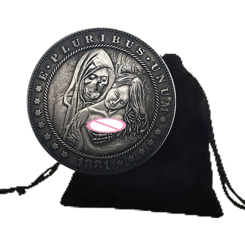 럭셔리 섹시한 연인의 포옹 1 달러 노벨티 아트, 로맨틱 커플 동전, 포켓 결정 동전, 기념 행운의 동전 및 선물 가방