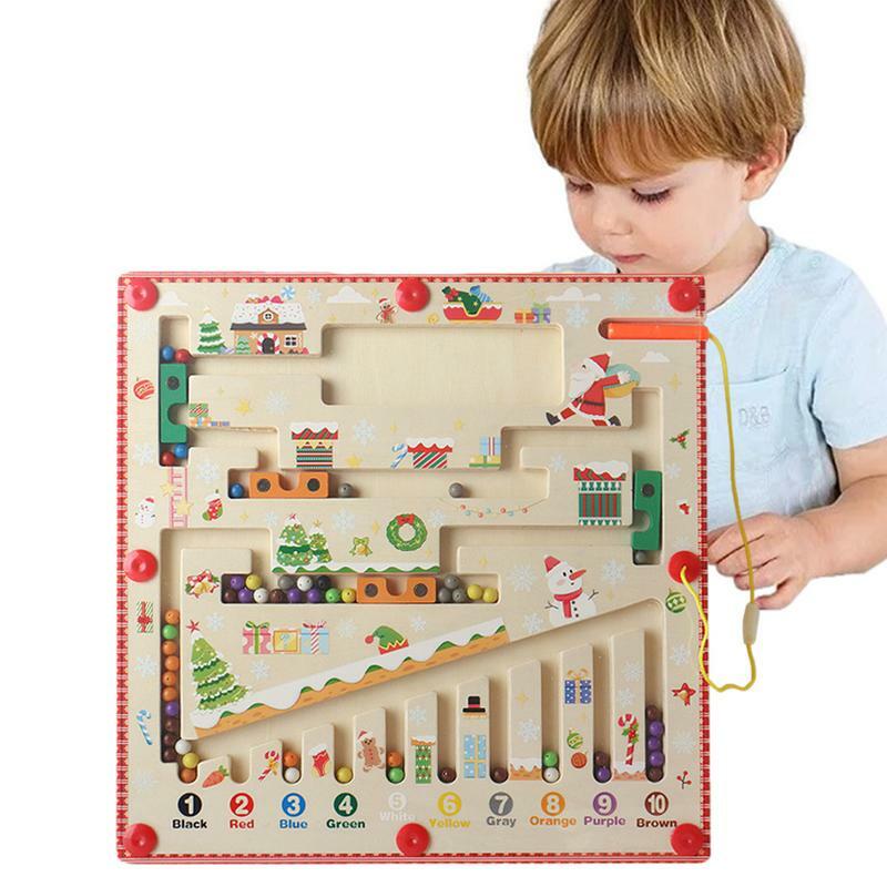 Papan teka-teki aktivitas belajar warna Montessori, papan Puzzle penghitung warna magnetik untuk anak usia 3 tahun