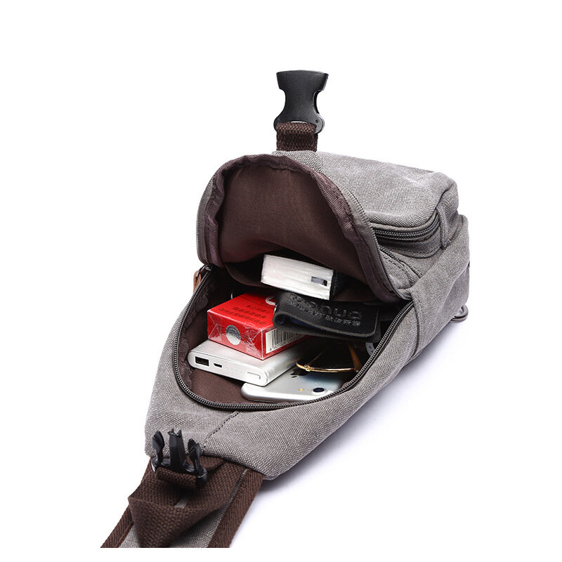 Рюкзак мужской холщовый на одно плечо, повседневный модный спортивный дорожный Многофункциональный ранец через плечо с USB-разъемом, деловая нагрудная сумка