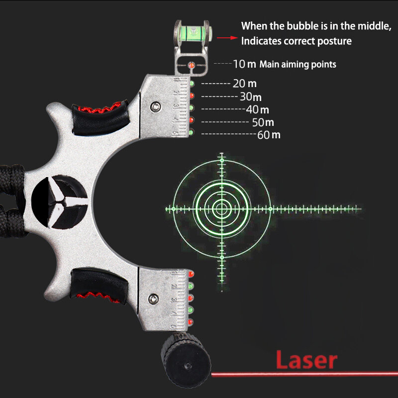 고정밀 금속 플랫 고무 밴드 레이저 합금 새총, 야외 촬영 수동 도구 액세서리 투석기