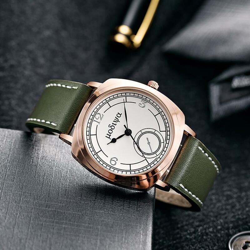 Reloj de vestir de alta precisión para hombre, reloj de cuarzo con correa ajustable de piel sintética para el tiempo diario, verificación en negocios, redondo