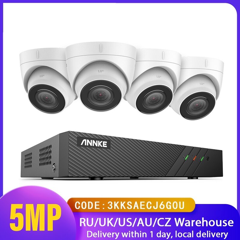 POE Network Video Security System, NVR com câmera de vigilância 5MP, gravação de áudio, câmera IP, H.265 + 6MP, 8CH FHD, Novo
