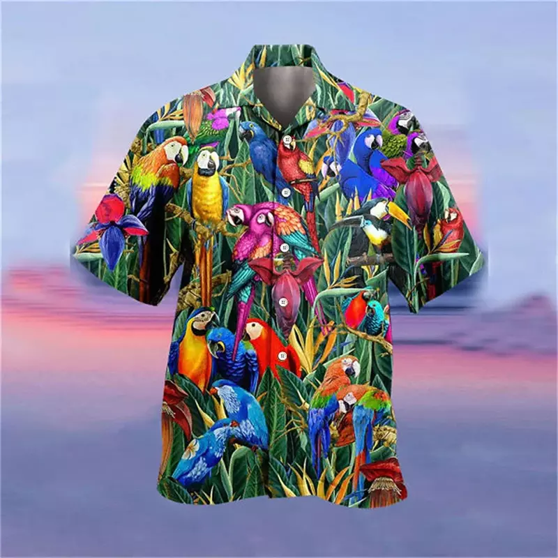 Camisa con estampado de árbol de Coco para hombre, camisa con botones de solapa, ropa estampada de manga corta para calle al aire libre