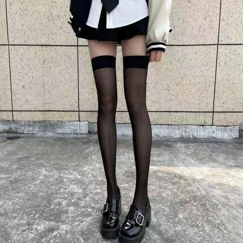 JK костюмы женские сексуальные строительные чулки Лолита девушки готика панк прозрачные выше колена красные широкие высокие носки
