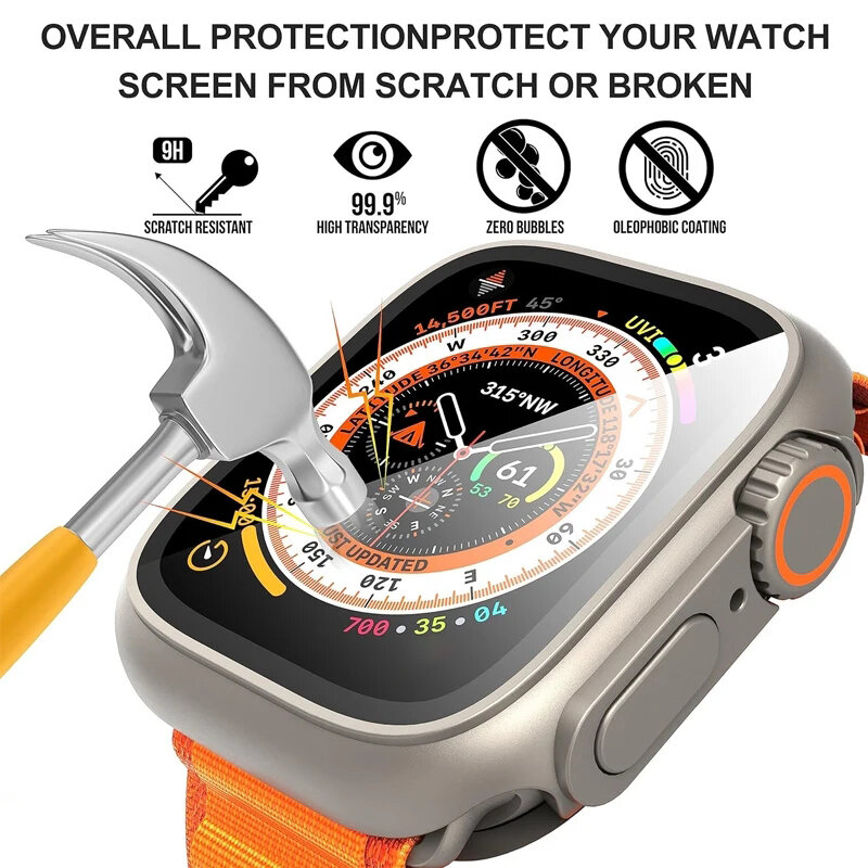 Passa alla Cover proteggi schermo Ultra per Apple Watch 44mm 45mm 40mm 41mm custodia rigida per paraurti anteriore posteriore per iwatch 9 8 7 6 5 4