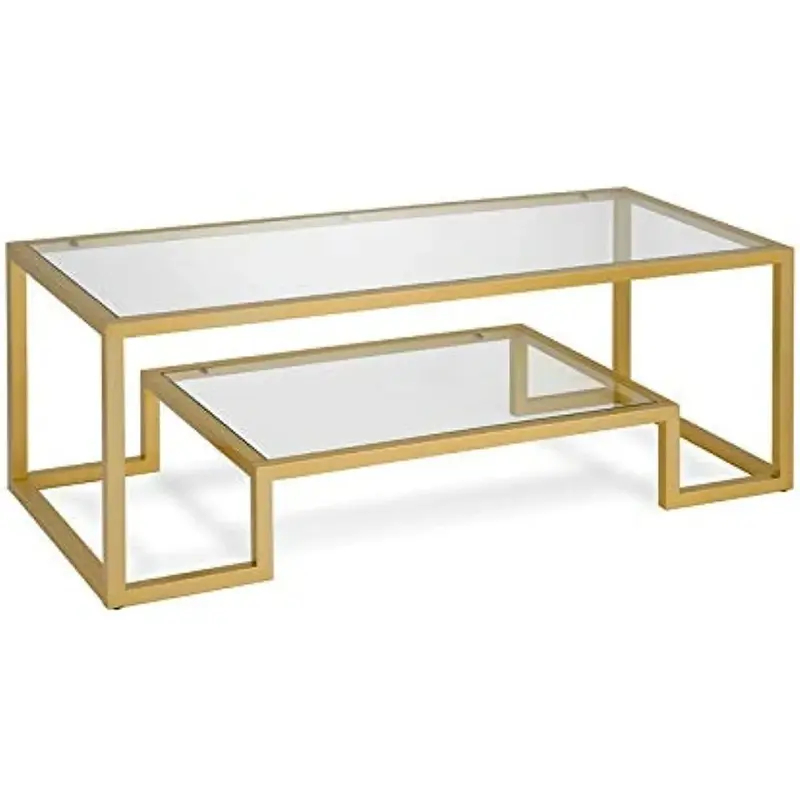 Henn & HART 45 "โต๊ะกาแฟสี่เหลี่ยมกว้างในทองเหลืองโต๊ะกาแฟที่ทันสมัยสำหรับห้องนั่งเล่นสตูดิโออพาร์ตเมนต์