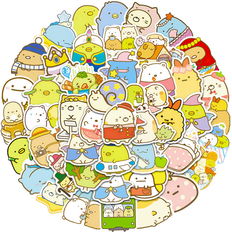 귀여운 Sumikkogurashi 만화 스티커, 데칼 장식, 노트북, 전화, 일기, 자전거 문구 스티커, 어린이 장난감, 10 개, 30 개, 50 개