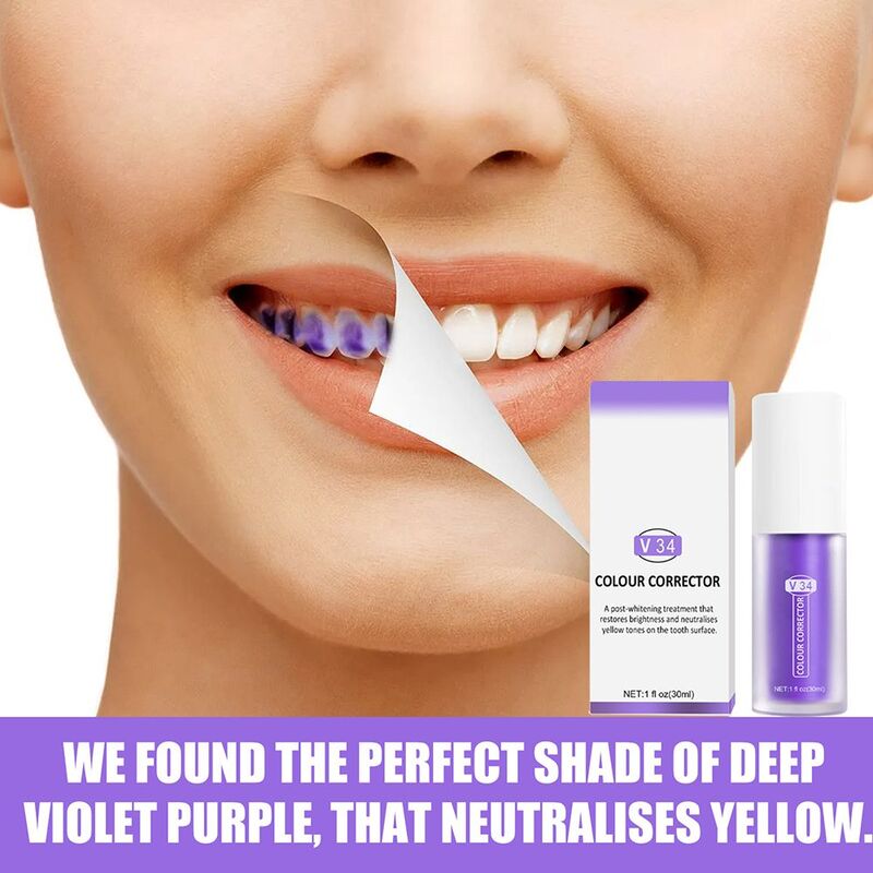 V34 لون مصحح تبييض الأسنان الحساسة معجون الأسنان إزالة البقع الفم التنفس المعطر تنظيف الأسنان العناية بالفم