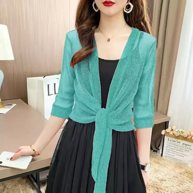 Summer Sexy Thin Shawl Sunscreen Cardigan Ladies Short Jacket ling Dress Thin Short Coat Short Type Sunscreen Jacket Cardigan