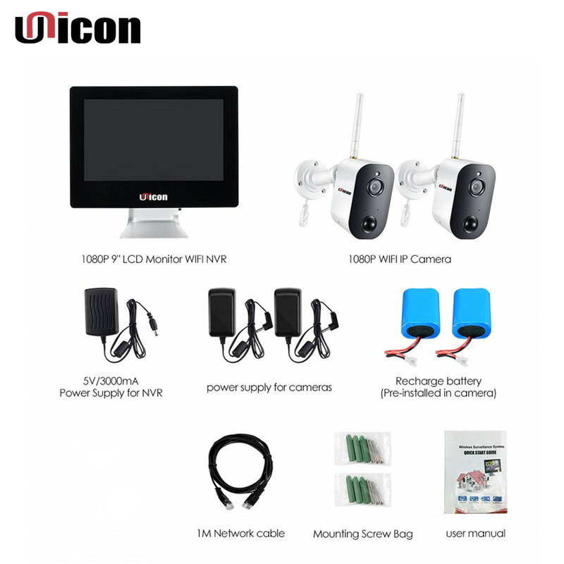 Sistema de seguridad con cámara Wifi, Domótica inteligente con batería, 2 canales, 4 canales, 1080P