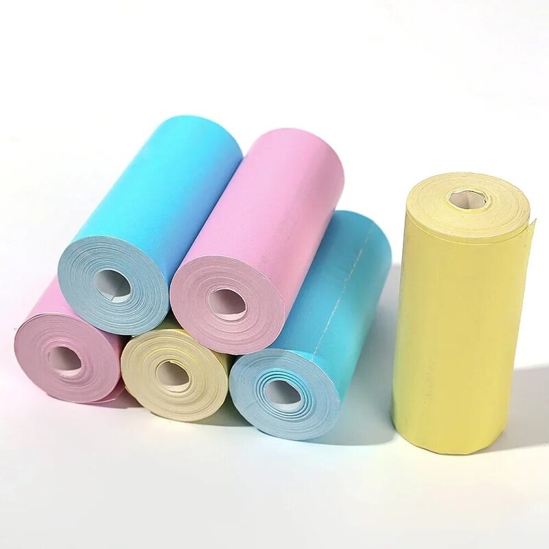 미니 라벨 프린터용 자기 접착 감열지, 무잉크 학생 공부 휴대용 프린터 스티커 용지, 흰색 및 다채로운, 57*25mm