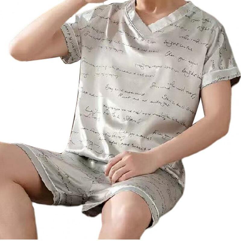 Thin 1 Set Cozy T-shirt Shorts Lounge Wear Set Night Clothes Comfortable Night Clothes Pullover   Home Apparel