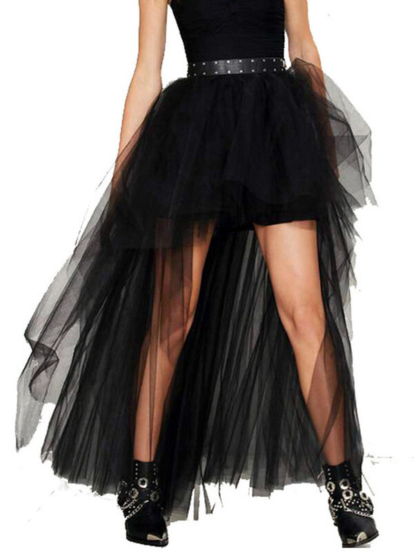 2024 Hot Mesh Sexy Skirt New Summer Elastic Waist Elegant Pleated High Waist Black Streetwear Club