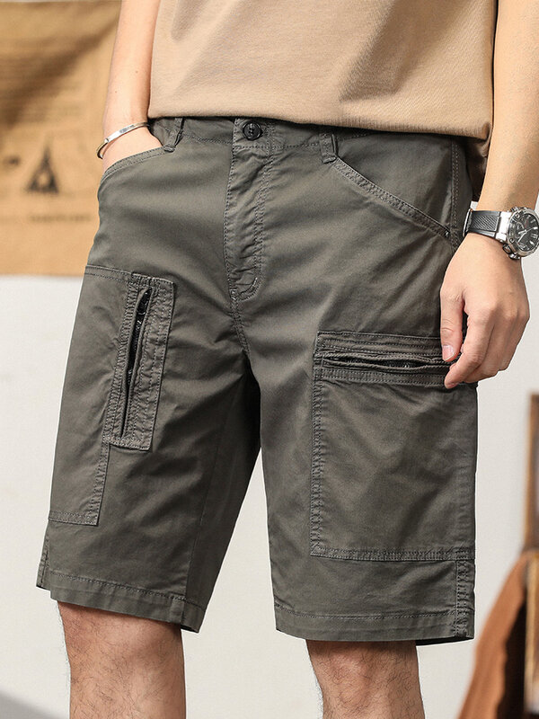 2023 New Men's Summer Fashion Cotton Casual Cargo Shorts Men's Loose High-Quality Solid Color Sports Shorts Cargo Shorts for Men