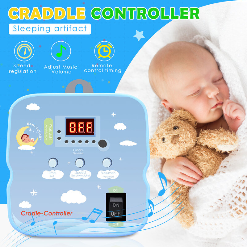 Controlador de columpio eléctrico para bebé con resorte de 2 piezas y Control remoto, cuna de resorte de Motor con temporizador ajustable de hasta 20kg