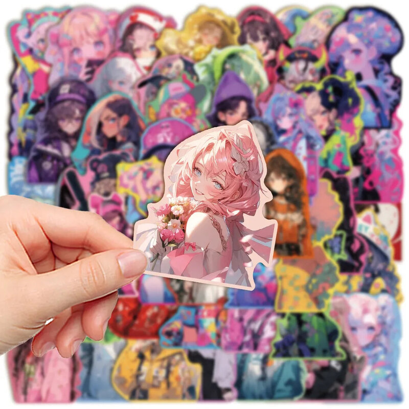 10/30/50pcs Cute Sweet Anime Girl Cartoon Stickers Kawaii Graffiti Decal giocattolo per bambini fai da te telefono Notebook valigia adesivo impermeabile