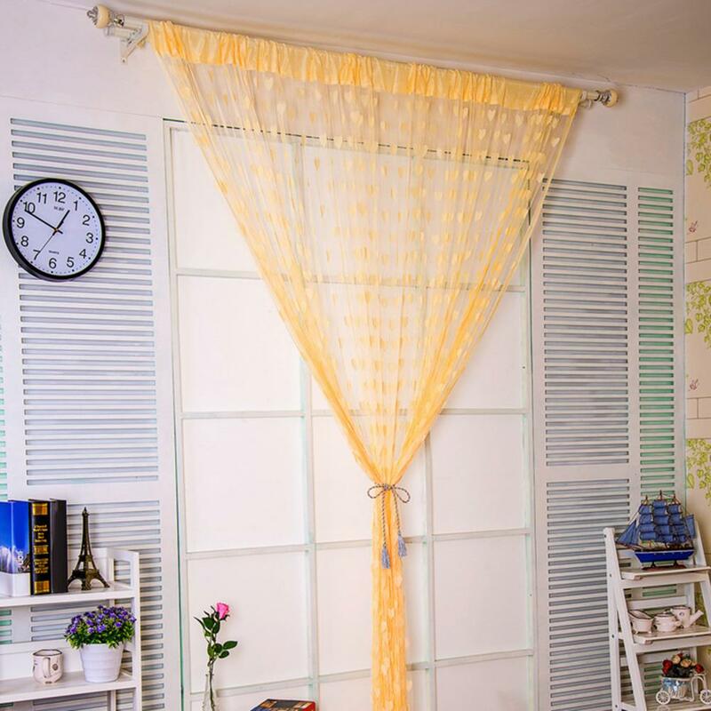 1*1.2 M Voile Curtain Love Heart Embroidered Wedding Decoration Transparent Window Gauze Line String Curtain For Living Room