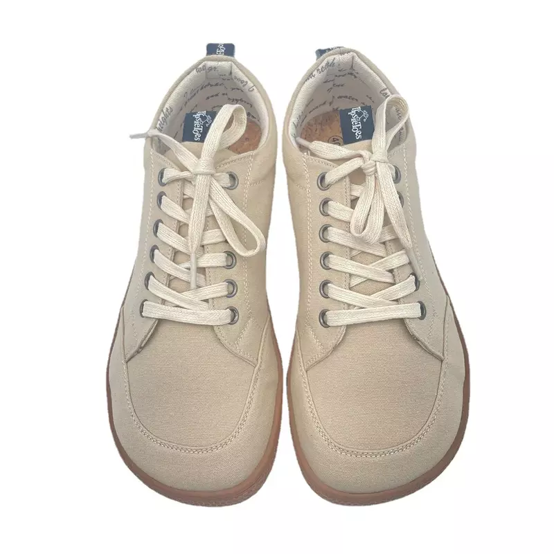 Tipsietoes 2024 Natural 100% Cotton Canvas Barefoot Women Lace Sneaker with Flat Soft Zero Drop Sole Wider Toe Box Light Weight