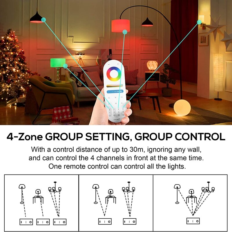 LM091 telecomando RF a 4 Zone 2.4G compatibile con Controller dimmer LED RGBW CCT RGB Touch Screen a 4 canali