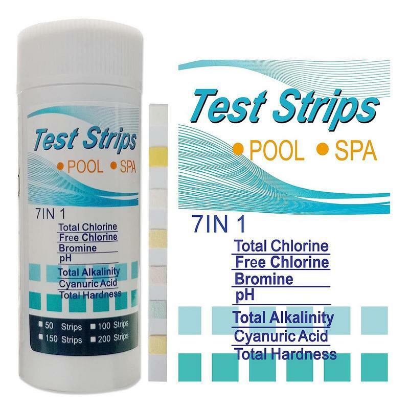 Pool Test Strips Kit para testes de água, Hot Tubs, Spas Bromo, PH Cloro Total, 7 em 1