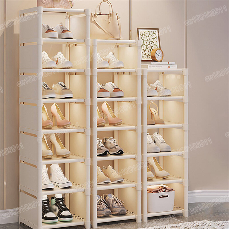 Rak penyimpanan sepatu, rak penyimpanan Organizer lipat 4-8 lapis sudut dinding, rak penyimpanan, hemat ruang, rak sepatu untuk lemari