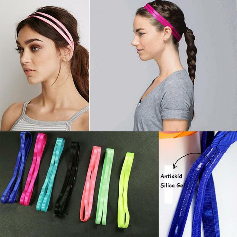 Diadema elástica antideslizante de doble banda para mujer, accesorios para el cabello para correr, Fitness, Yoga, moda