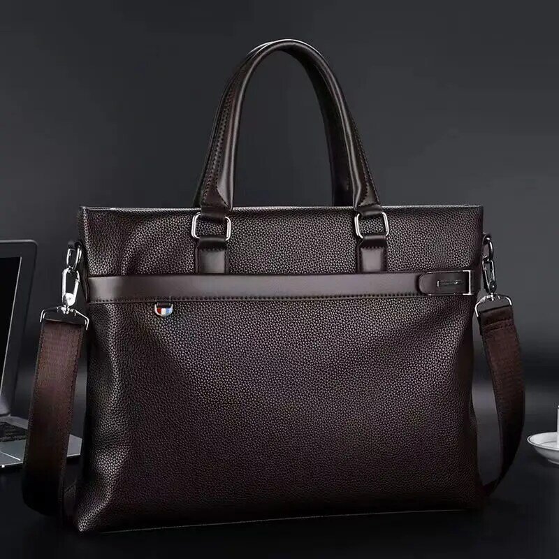 Promoção nova moda saco dos homens maleta de couro do plutônio sacos de negócios marca masculina maletas bolsas atacado alta qualidade