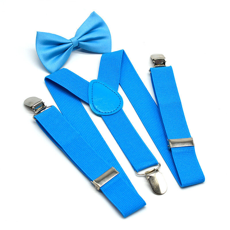 Conjunto de cinto e gravata borboleta ajustável para crianças, suspensórios para meninos e meninas, monocromáticos, suspensórios elásticos, laço infantil, 1 conjunto