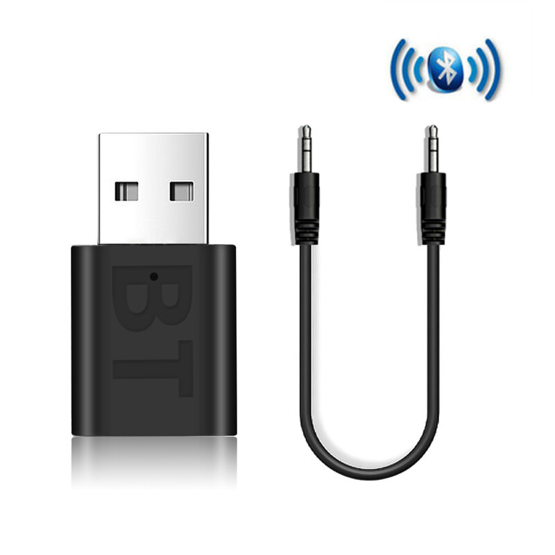 Odbiornik Bluetooth zestaw samochodowy Mini USB 3.5MM Jack AUX Audio Auto MP3 Music Dongle Adapter do bezprzewodowej klawiatury głośnik radiowym FM