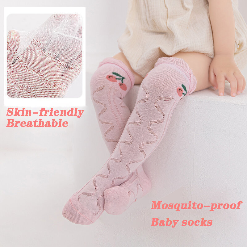 Хлопковые колготки для девочек, детские колготки с бантиком, новый стиль лето-весна-осень, кружевные носки с защитой от комаров, дышащие