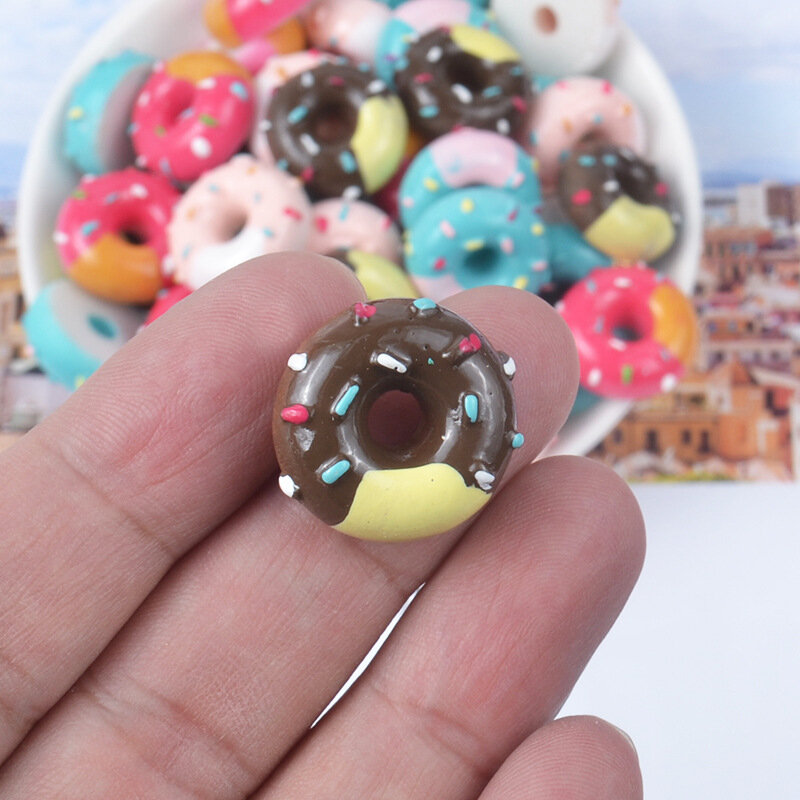 Resin Donuts DIY Craft Material Jewelry Making Supplies Charms Pendant for Earring Findings Decoration Pencil Case