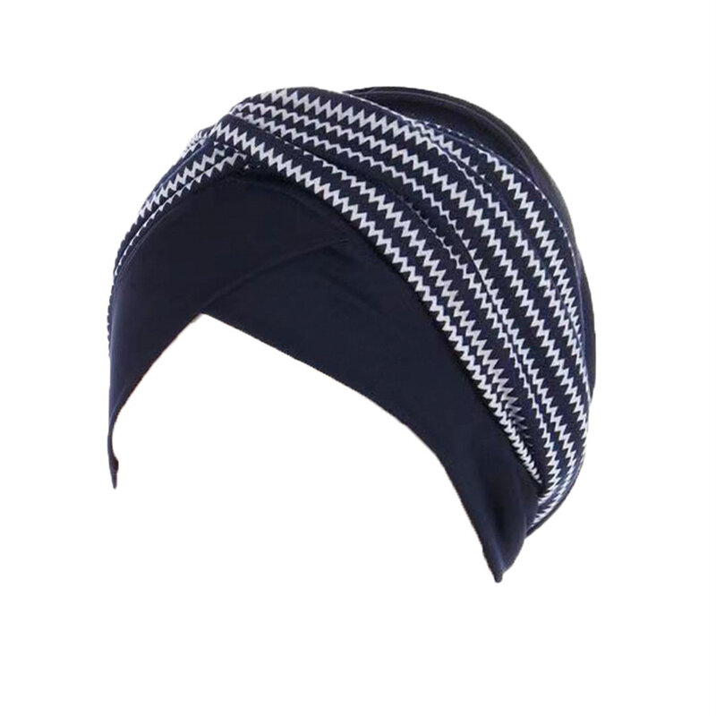 Turbante musulmano berretti fronte croce doppio colore Patchwork Turbante cappello islamico copricapo India cappello morbido cofano per le donne hijab