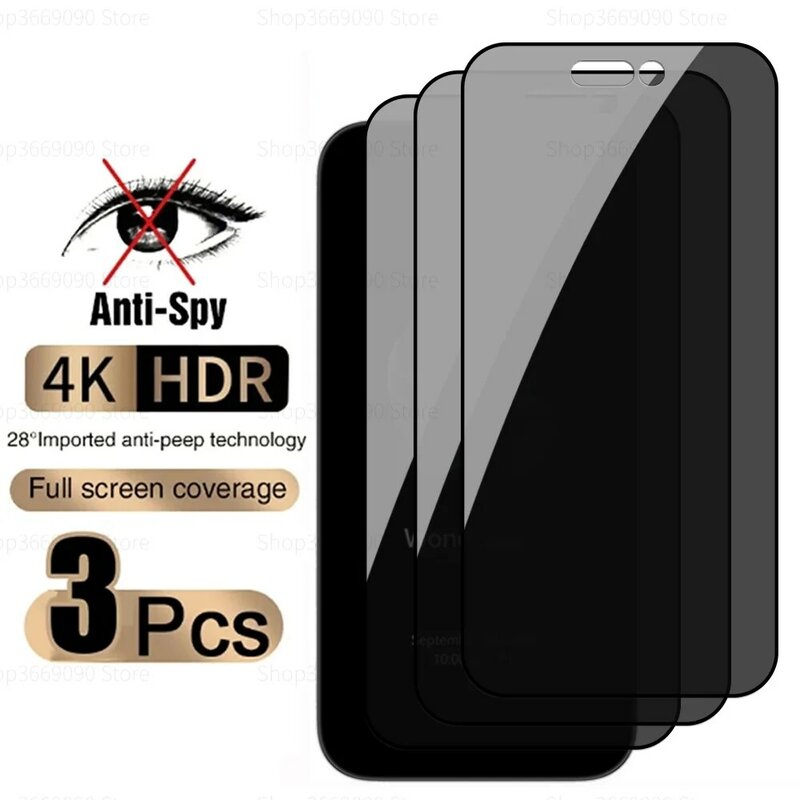 3 Stuks Volledige Dekking Privacy Scherm Beschermers Voor Iphone 15 Pro Max Anti-Spy Beschermglas Iphone15 Plus 15pro I Phone 15 Promax