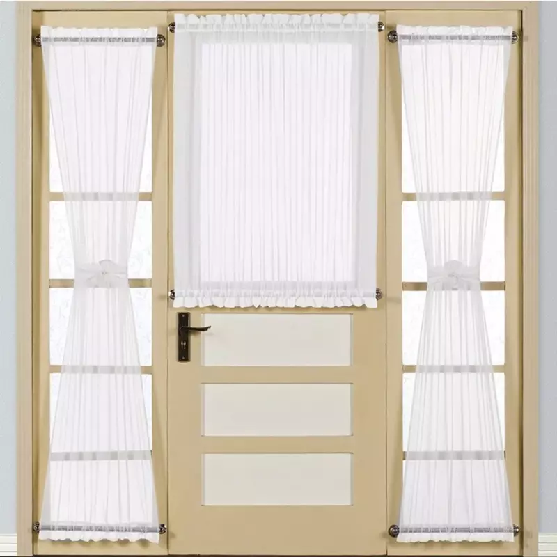 RYB HOME-Panneau de rideau de porte française blanc, draperie de porte française élégante, monochromatique, Tyys, 1 pièce avec embrasse en bonus