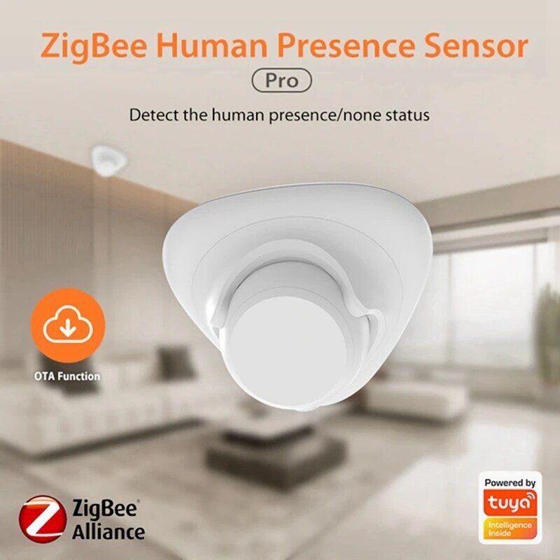 Tuya ZigBee เครื่องตรวจจับสัญญาณแบบมนุษย์ไร้สาย24กิกะเฮิร์ตซ์ไมโครเวฟเครื่องตรวจเรดาร์ทนทานใช้งานง่าย