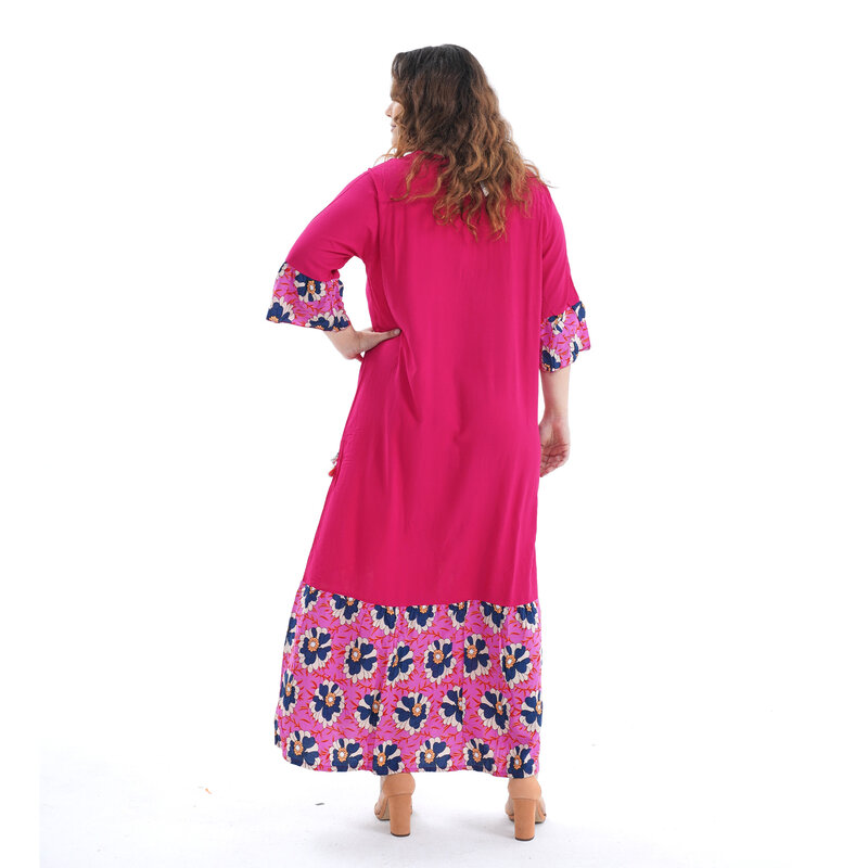 Caftan 100% coton à col rond pour femmes, nouveau style, grande taille, jilbab, abaya, dashiki africain, manches courtes